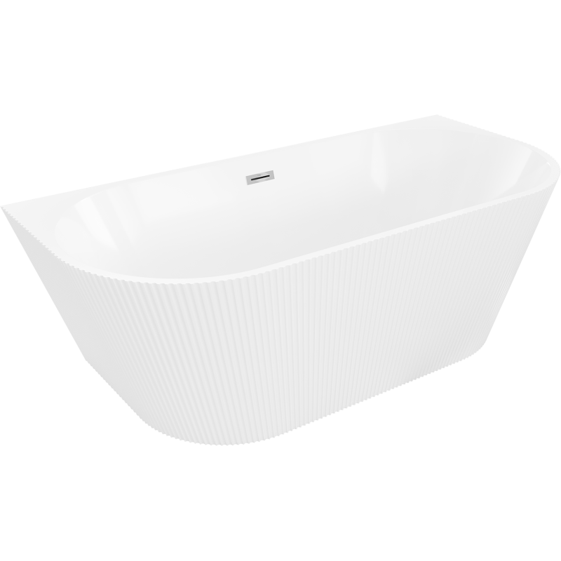 Mexen Oris freestanding wall-adjacent fluted bathtub 170 x 80 cm, white, chrome overflow - 52871708000-01