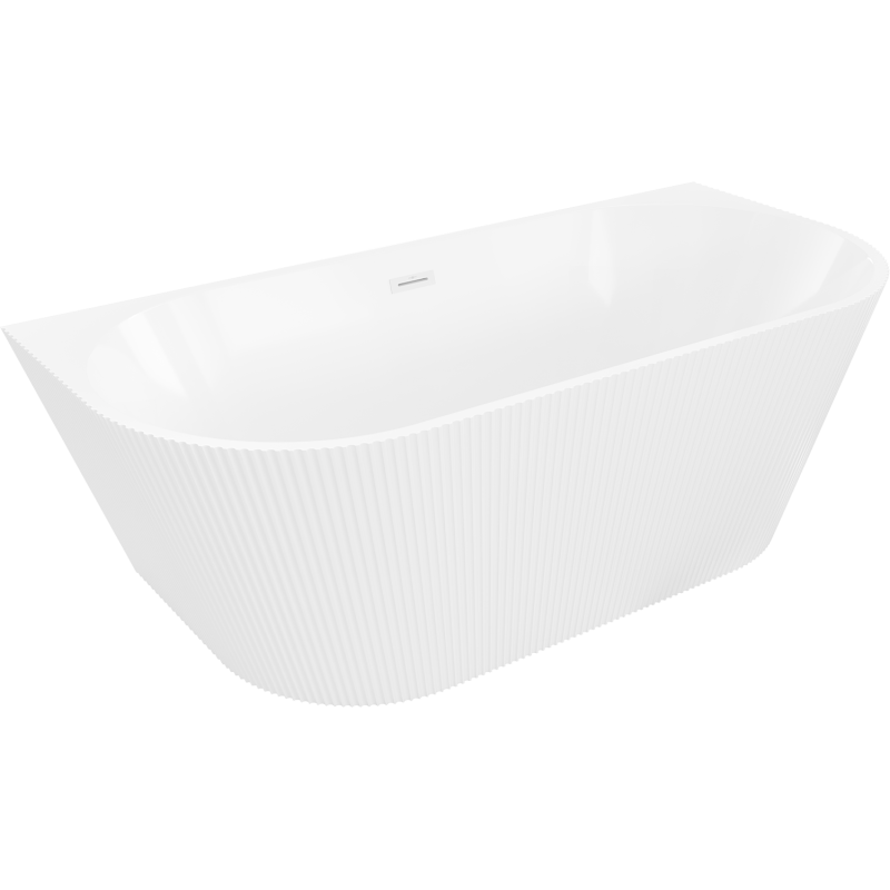 Mexen Oris freestanding ribbed wall bathtub 170 x 80 cm, white, white overflow - 52871708000-20