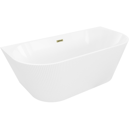 Mexen Oris free-standing ribbed bathtub 170 x 80 cm, white, brushed gold overflow - 52871708000-55