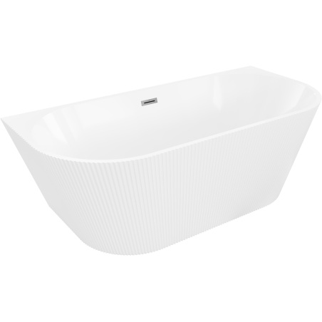 Mexen Oris freestanding wall-adjacent fluted tub 170 x 80 cm, white, gun metal overflow - 52871708000-95