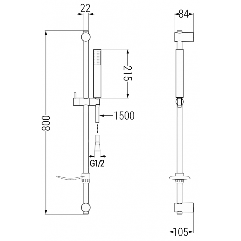 Mexen DF77 sliding shower set, chrome - 785774582-00