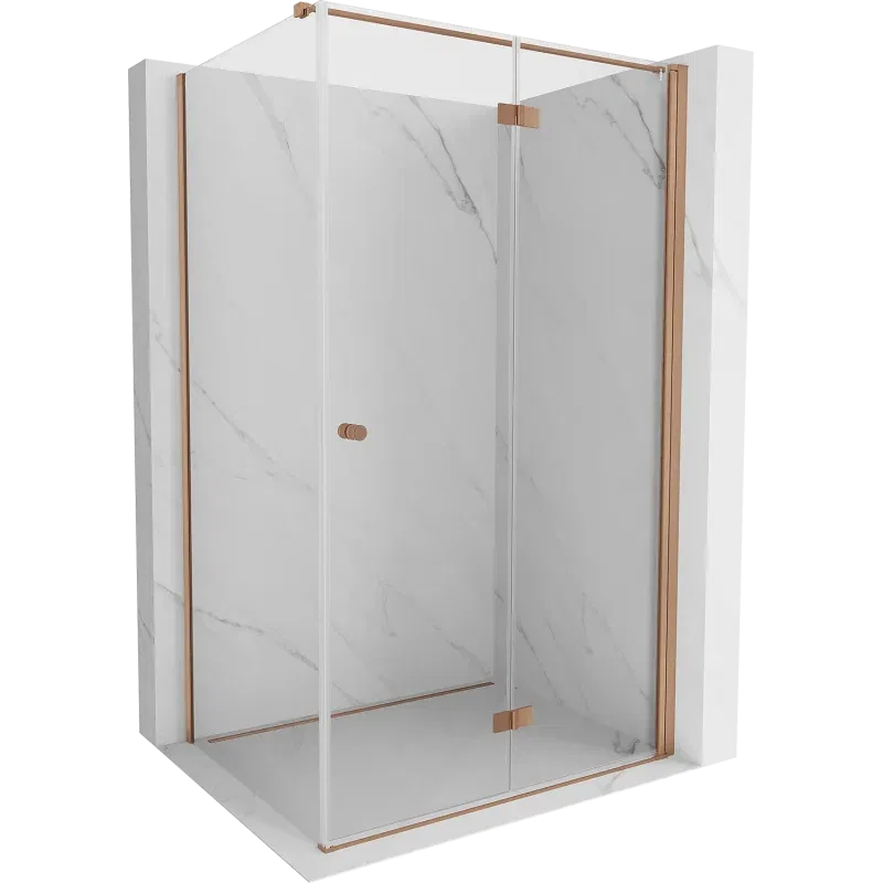 Mexen Mist-F foldable shower cabin right 110 x 95 cm, transparent, brushed copper - 8A6T-110-095-65-00-P