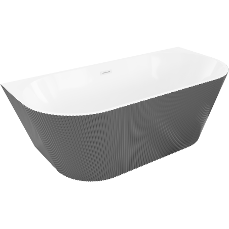 Mexen Oris freestanding wall-adjacent ridged 170 x 80 cm, white/gray, white overflow - 52871708062-20