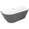 Mexen Oris free-standing back-to-wall fluted 170 x 80 cm, white/grey, gold overflow - 52871708062-50