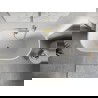 Mexen Oris free-standing back-to-wall fluted 170 x 80 cm, white/grey, gold overflow - 52871708062-50