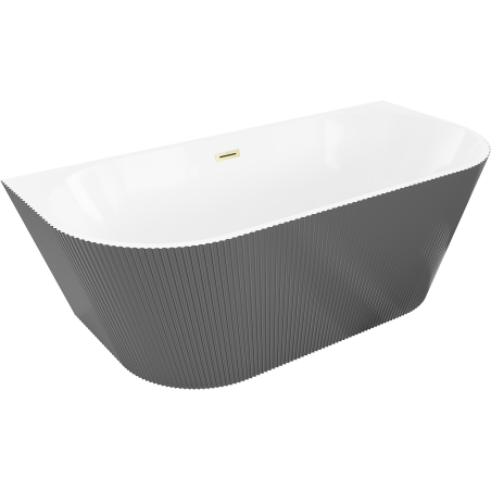Mexen Oris free-standing wall-adjacent fluted 170 x 80 cm, white/gray, brushed gold overflow - 52871708062-55