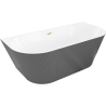 Mexen Oris freestanding ribbed wall-mounted bathtub 170 x 80 cm, white/gray, brushed gold overflow - 52871708062-55