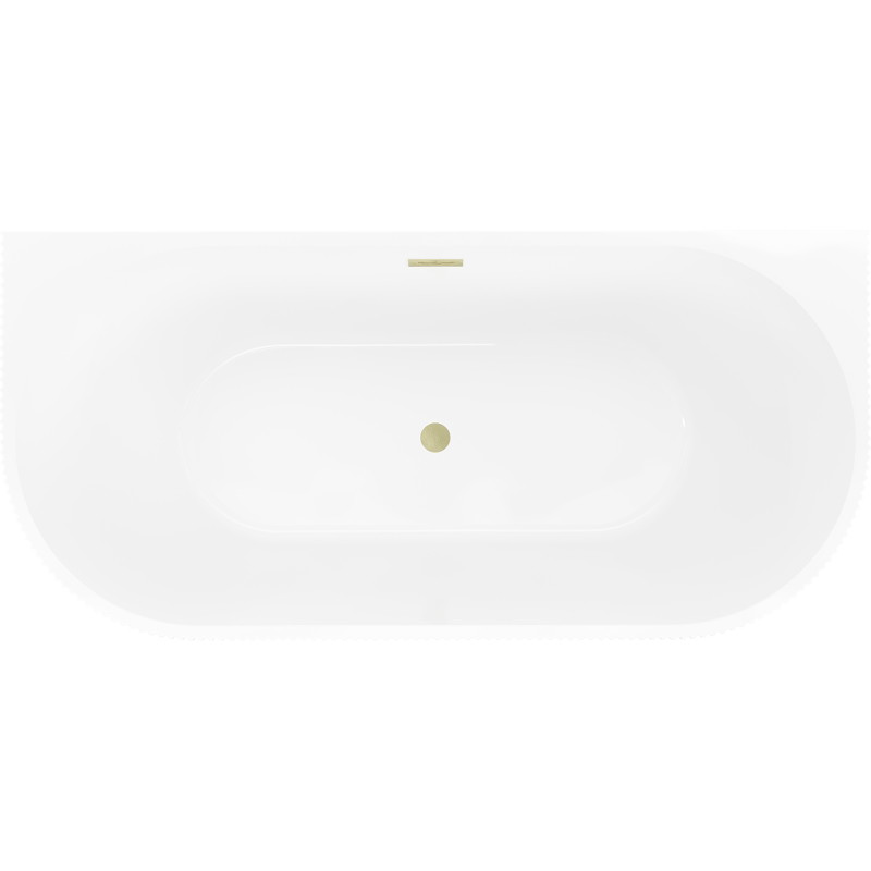 Mexen Oris freestanding ribbed wall-mounted bathtub 170 x 80 cm, white/gray, brushed gold overflow - 52871708062-55