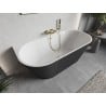 Mexen Oris free-standing wall-adjacent fluted 170 x 80 cm, white/gray, brushed gold overflow - 52871708062-55