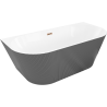 Mexen Oris freestanding wall-adjacent ribbed bathtub 170 x 80 cm, white/gray, overflow rose gold - 52871708062-60