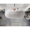 Mexen Oris freestanding wall-adjacent ribbed bathtub 170 x 80 cm, white/gray, overflow rose gold - 52871708062-60