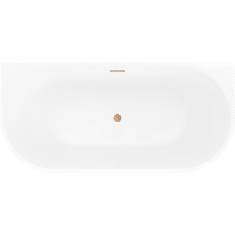 Mexen Oris freestanding wall-adjacent grooved bathtub 170 x 80 cm, white/gray, brushed copper overflow - 52871708062-65