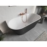 Mexen Oris freestanding wall-adjacent grooved bathtub 170 x 80 cm, white/gray, brushed copper overflow - 52871708062-65