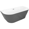 Mexen Oris freestanding fluted bathtub 170 x 80 cm, white/gray, brushed gun gray overflow - 52871708062-66