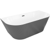 Mexen Oris freestanding back-to-wall fluted 170 x 80 cm, white/gray, black overflow - 52871708062-70