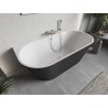 Mexen Oris freestanding back-to-wall fluted bathtub 170 x 80 cm, white/gray, brushed nickel overflow - 52871708062-97