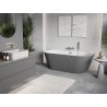 Mexen Oris freestanding back-to-wall fluted bathtub 170 x 80 cm, white/gray, brushed nickel overflow - 52871708062-97