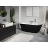 Mexen Oris freestanding wall-adjacent grooved bathtub 170 x 80 cm, white/black, chrome overflow - 52871708075-01
