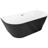 Mexen Oris freestanding wall-adjacent ribbed bathtub 170 x 80 cm, white/black, gold overflow - 52871708075-50