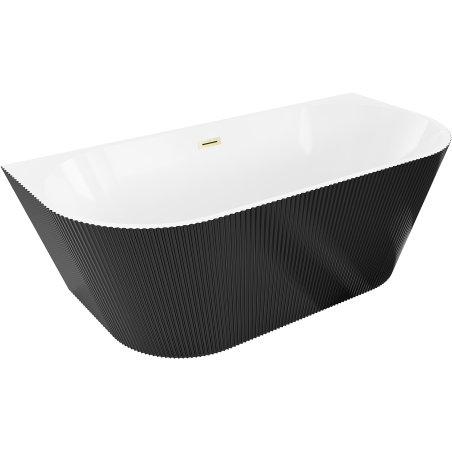 Mexen Oris freestanding wall-adjacent fluted 170 x 80 cm, white/black, overflow gold brushed - 52871708075-55