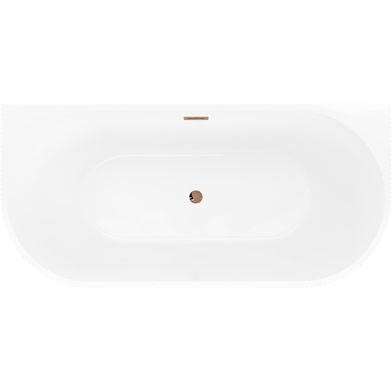 Mexen Oris freestanding back-to-wall bathtub fluted 170 x 80 cm, white/black, overflow pink gold - 52871708075-60
