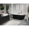 Mexen Oris freestanding back-to-wall bathtub fluted 170 x 80 cm, white/black, overflow pink gold - 52871708075-60