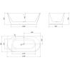 Mexen Oris freestanding fluted wall-adjacent bathtub 170 x 80 cm, white/black, gun gray brushed overflow - 52871708075-66