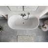 Mexen Oris freestanding fluted wall-adjacent bathtub 170 x 80 cm, white/black, gun gray brushed overflow - 52871708075-66