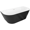 Mexen Oris freestanding wall-adjacent fluted bathtub 170 x 80 cm, white/black, brushed nickel overflow - 52871708075-97