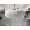 Mexen Oris freestanding wall-adjacent fluted bathtub 170 x 80 cm, white/black, brushed nickel overflow - 52871708075-97