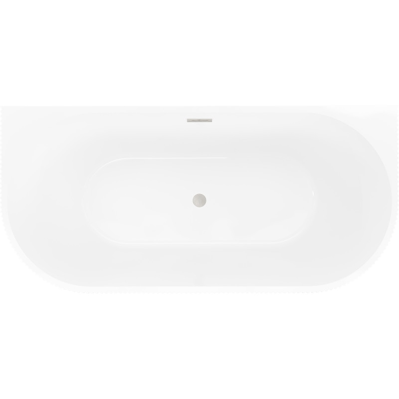Mexen Oris free-standing wall-mounted fluted bathtub 170 x 80 cm, white/black, brushed nickel overflow - 52871708075-97