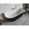 Mexen Oris freestanding wall-adjacent fluted bathtub 170 x 80 cm, white/black, brushed nickel overflow - 52871708075-97