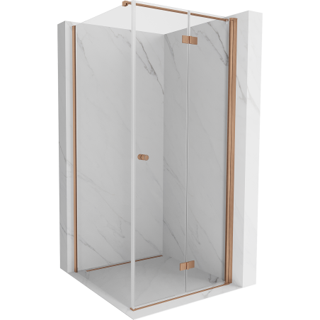 Mexen Mist-F foldable shower enclosure right 100 x 100 cm, transparent, brushed copper - 8A6T-100-100-65-00-P