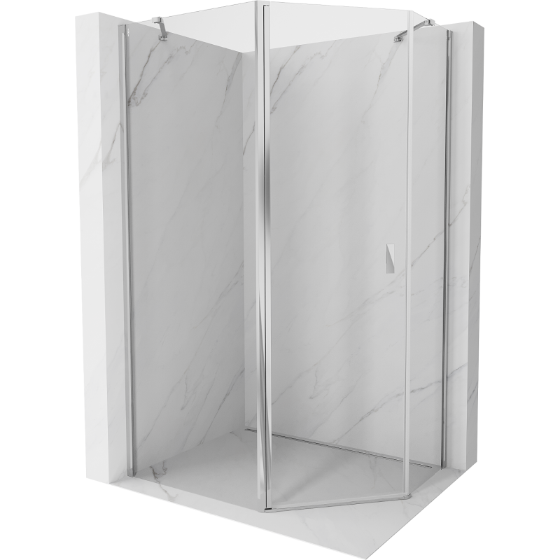 Mexen Mist asymmetric pentagonal shower enclosure with hinged door 100 x 90 cm, transparent, chrome - 8A8-100-090-01-00