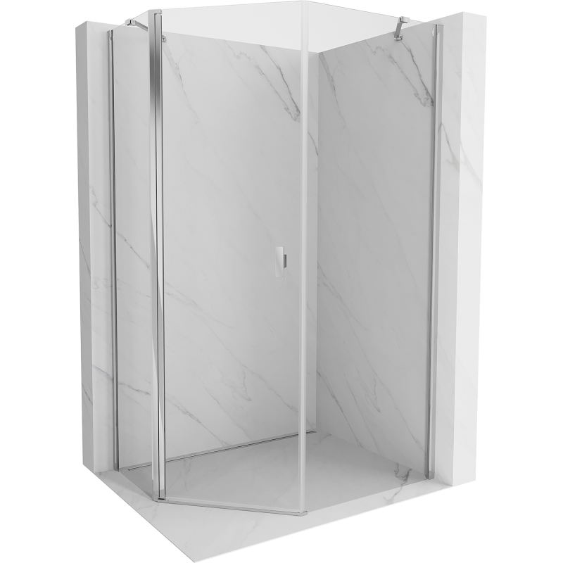 Mexen Mist pentagonal asymmetrical shower cabin swing 80 x 100 cm, transparent, chrome - 8A8-080-100-01-00