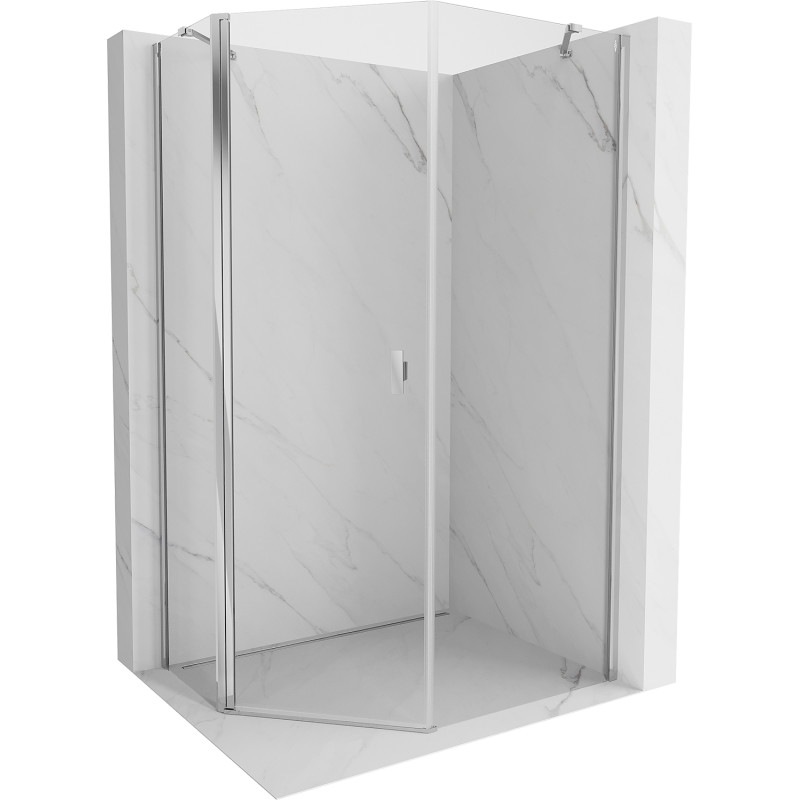 Mexen Mist asymmetric pentagonal shower cabin with hinged doors 90 x 100 cm, transparent, chrome - 8A8-090-100-01-00