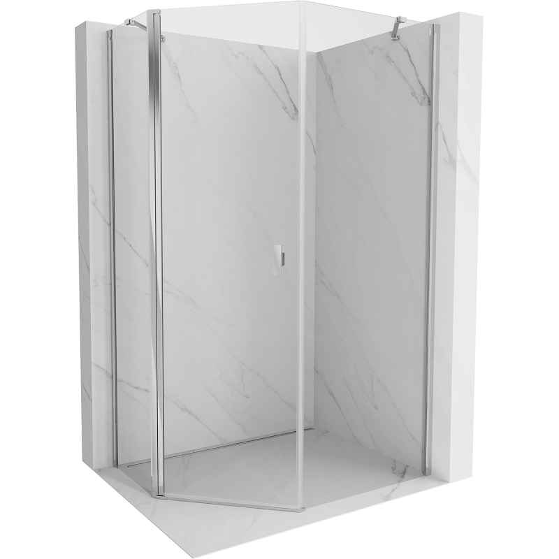 Mexen Mist pentagonal asymmetric shower cabin with swing doors 90 x 100 cm, transparent, chrome - 8A8-090-100-01-00