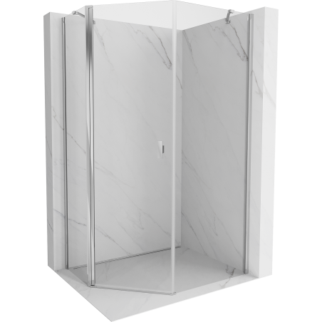 Mexen Mist pentagonal asymmetric shower cabin with swing doors 90 x 100 cm, transparent, chrome - 8A8-090-100-01-00