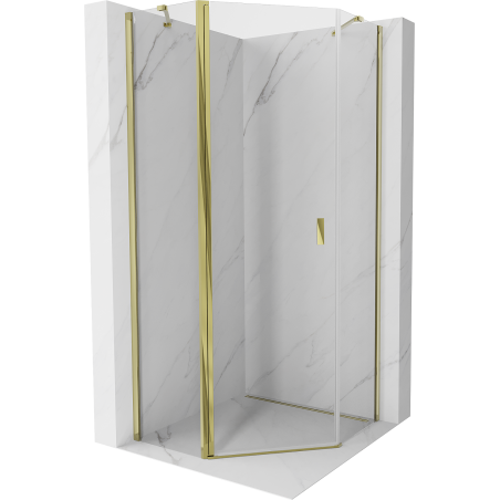 Mexen Mist Pentagonal Shower Enclosure with Swing Door 80 x 80 cm, Transparent, Gold - 8A8-080-080-50-00