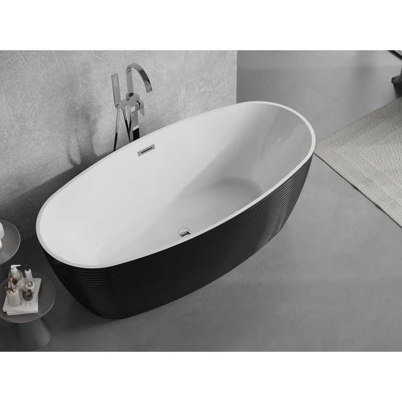 Mexen Lira freestanding bath pattern 170 x 80 cm, white/black, chrome overflow - 52831708075-01