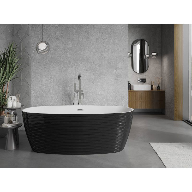 Mexen Lira freestanding bath pattern 170 x 80 cm, white/black, chrome overflow - 52831708075-01