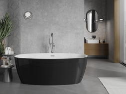 Mexen Lira freestanding bathtub design 170 x 80 cm, white/black, chrome overflow - 52831708075-01