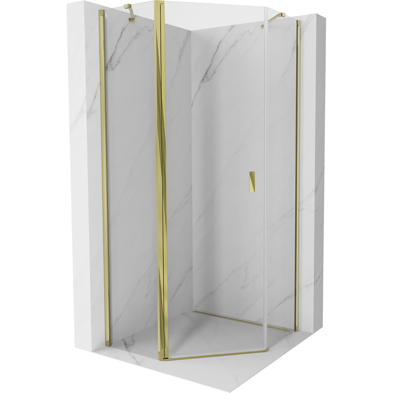 Mexen Mist pentagonal shower cabin 90 x 90 cm, hinged, transparent, gold - 8A8-090-090-50-00