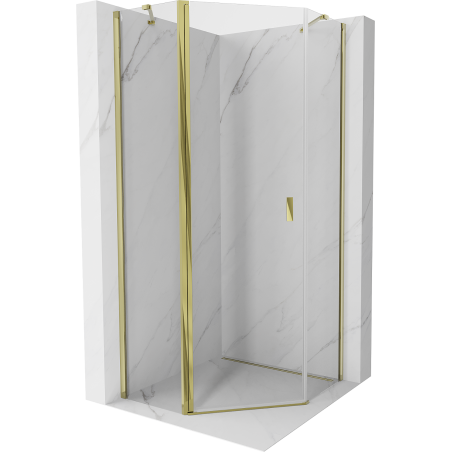 Mexen Mist pentagonal shower cabin 90 x 90 cm, hinged, transparent, gold - 8A8-090-090-50-00