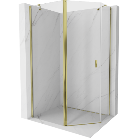 Mexen Mist asymmetrical pentagon shower enclosure 100 x 90 cm, transparent, gold - 8A8-100-090-50-00