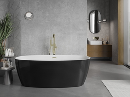 Mexen Lira freestanding bath pattern 170 x 80 cm, white/black, gold overflow - 52831708075-50