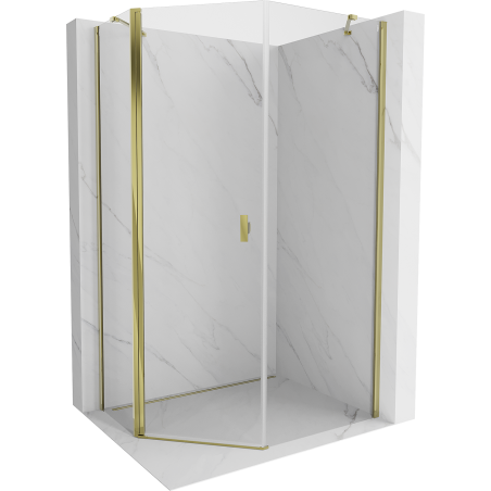 Mexen Mist asymmetrical pentagonal shower enclosure hinged 90 x 100 cm, transparent, gold - 8A8-090-100-50-00