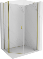 Mexen Mist asymmetrical pentagonal shower enclosure with hinged door 90 x 100 cm, transparent, gold - 8A8-090-100-50-00