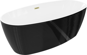 Mexen Lira freestanding bathtub design 170 x 80 cm, white/black, gold brushed overflow - 52831708075-55