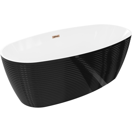 Mexen Lira freestanding bathtub pattern 170 x 80 cm, white/black, overflow rose gold - 52831708075-60